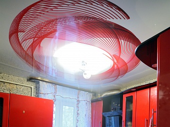 Натяжной потолок с фотопечатью на кухню 19